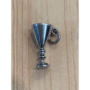 .925 Vintage Chalice Wine Goblet Sterling Silver Jewelry Charm